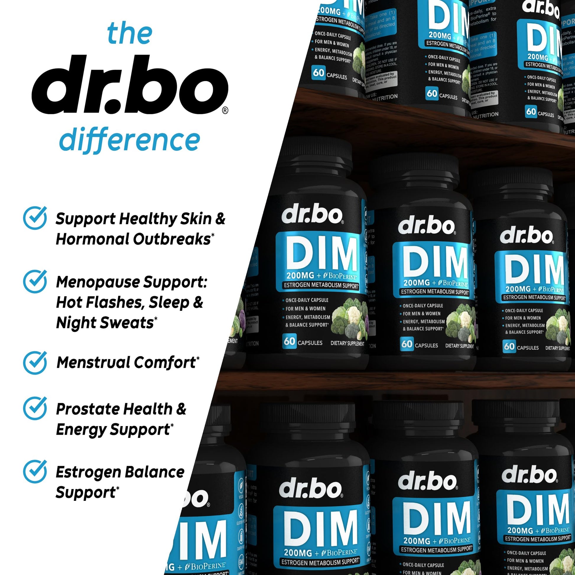 DIM Supplement for Women & Men 200mg - Androgen Estrogen Blocker for Men & Women, Hormonal Acne Pills, Hormone Balance, Menopause Support, Diindolylmethane DIM Supplement Plus BioPerine - 60 Capsules - Maple Wellness Supplements