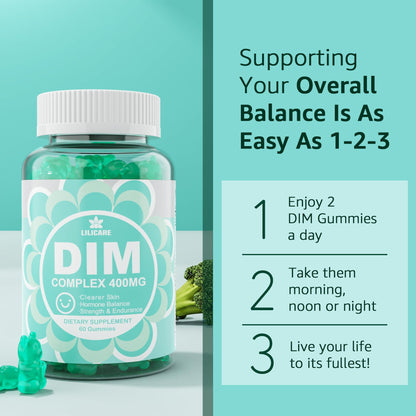 DIM Supplement Women 400mg, Estrogen Supplement for Women, Sugar Free DIM Gummies for Men & Women w/ Biotin, Flaxseed Oil, Burdock, Calendula, BioPerine for Hormone Balance, Menopause & Prostate 60Cts - Maple Wellness Supplements
