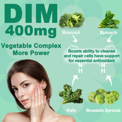 DIM Supplement Women 400mg, Estrogen Supplement for Women, Sugar Free DIM Gummies for Men & Women w/ Biotin, Flaxseed Oil, Burdock, Calendula, BioPerine for Hormone Balance, Menopause & Prostate 60Cts - Maple Wellness Supplements