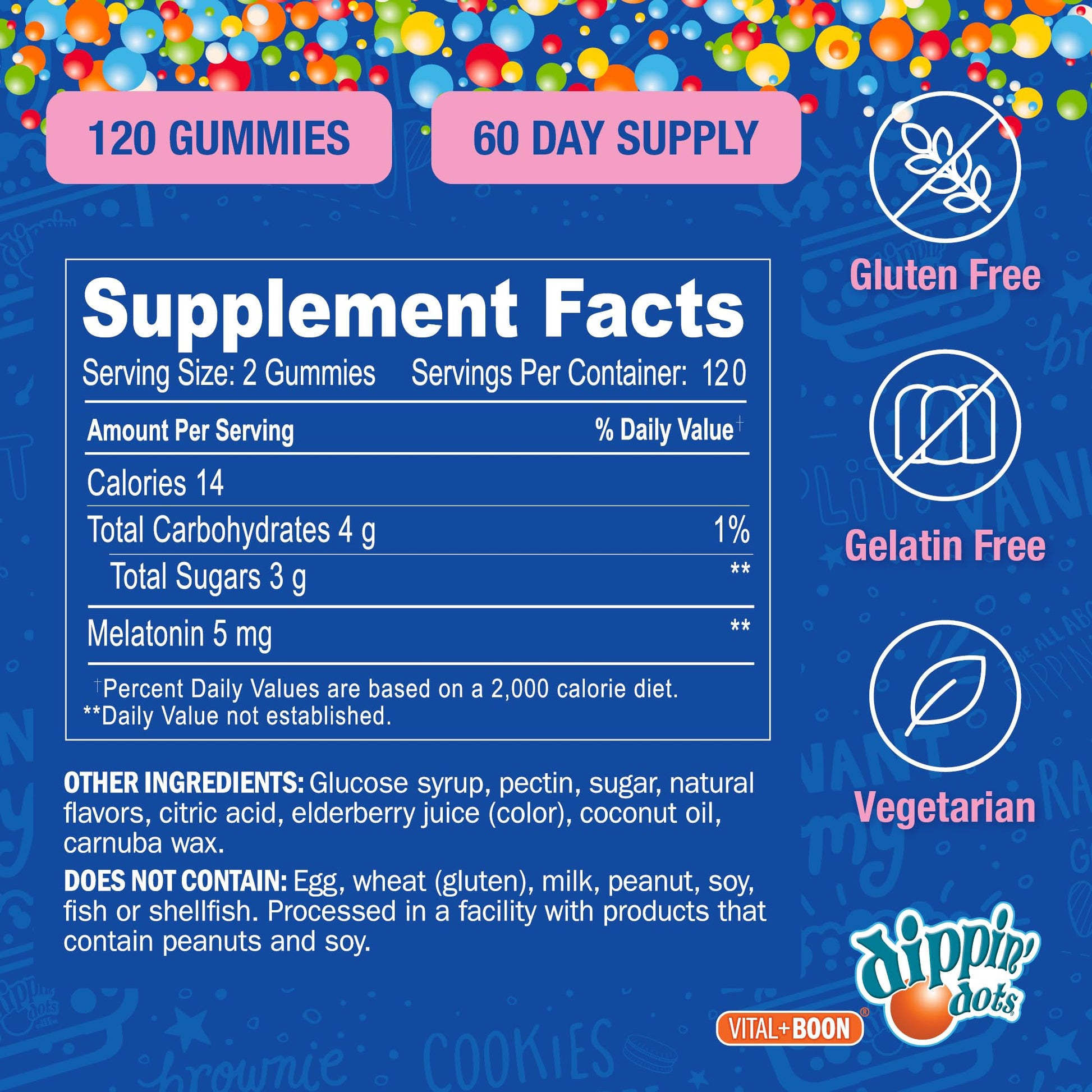 Dippin Dots - Melatonin Gummies for Kids & Adults (60 Days Supply) Strawberry Sunset Creme Flavor | 2.5mg Per Kids Melatonin Supplement for Faster, - Maple Wellness Supplements