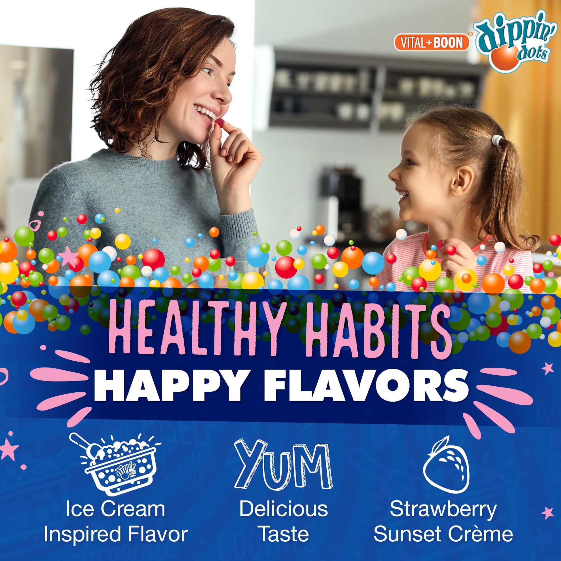 Dippin Dots - Melatonin Gummies for Kids & Adults (60 Days Supply) Strawberry Sunset Creme Flavor | 2.5mg Per Kids Melatonin Supplement for Faster, - Maple Wellness Supplements