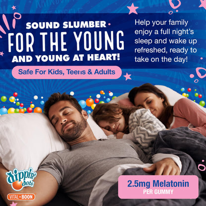Dippin Dots - Melatonin Gummies for Kids & Adults (60 Days Supply) Strawberry Sunset Creme Flavor | 2.5mg Per Kids Melatonin Supplement for Faster, - Maple Wellness Supplements
