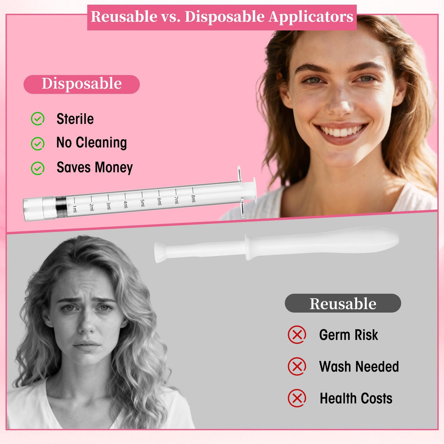 Disposable Vaginal Suppository Applicator for Women – 8ml Lube Injector Syringes with Smooth Tip, Fits Most Creams Gels Pills Tablet Suppositories, Sterilized Individually Wrapped, Pack of 20 - Maple Wellness Supplements