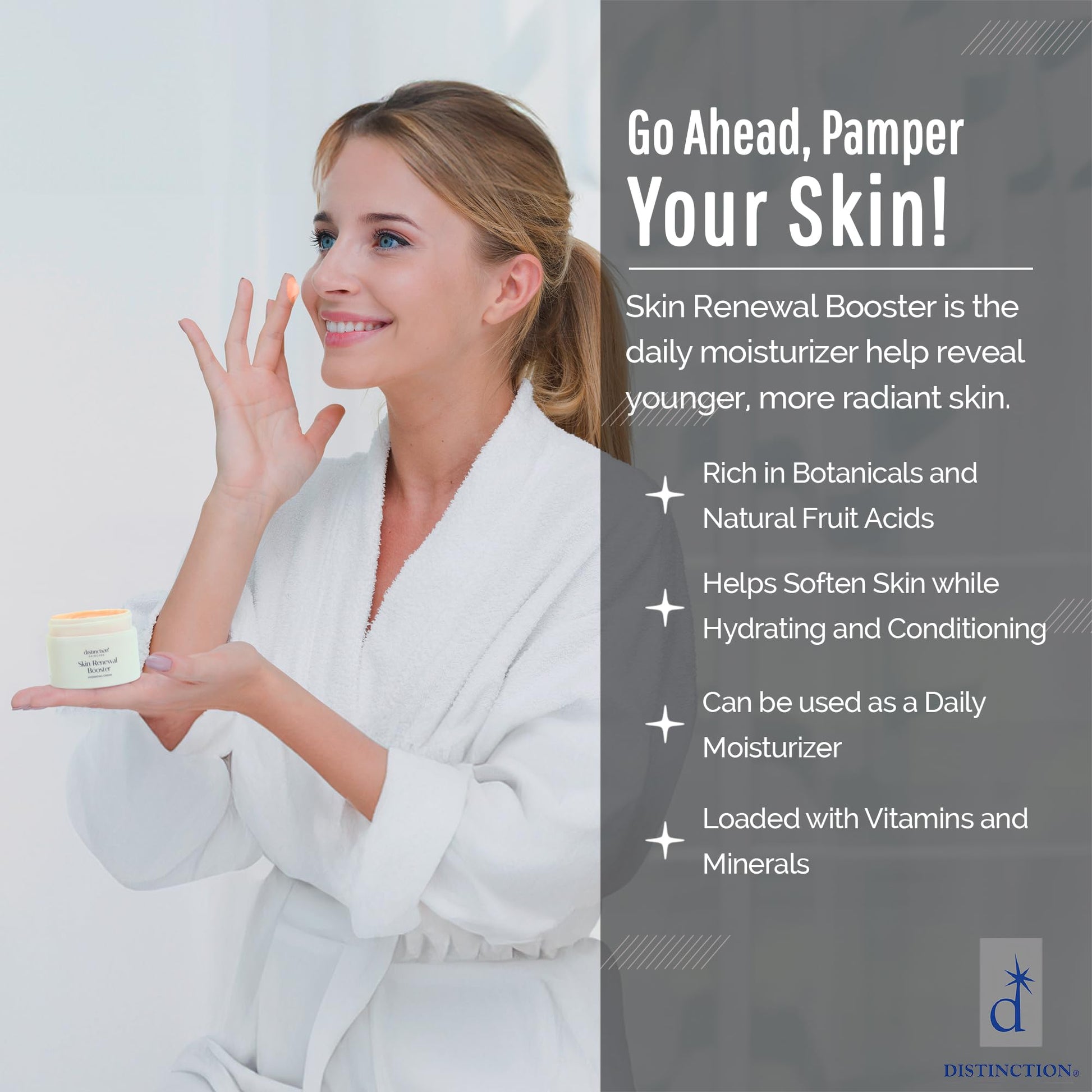 Distinction Skin Renewal Booster – Hydrating Face Moisturizer – Anti Aging Cream for Fine Lines & Wrinkles – Hydrates, Softens & Boosts Radiance – Daily Facial Cream for All Skin Types – 1 Oz - Maple Wellness Supplements