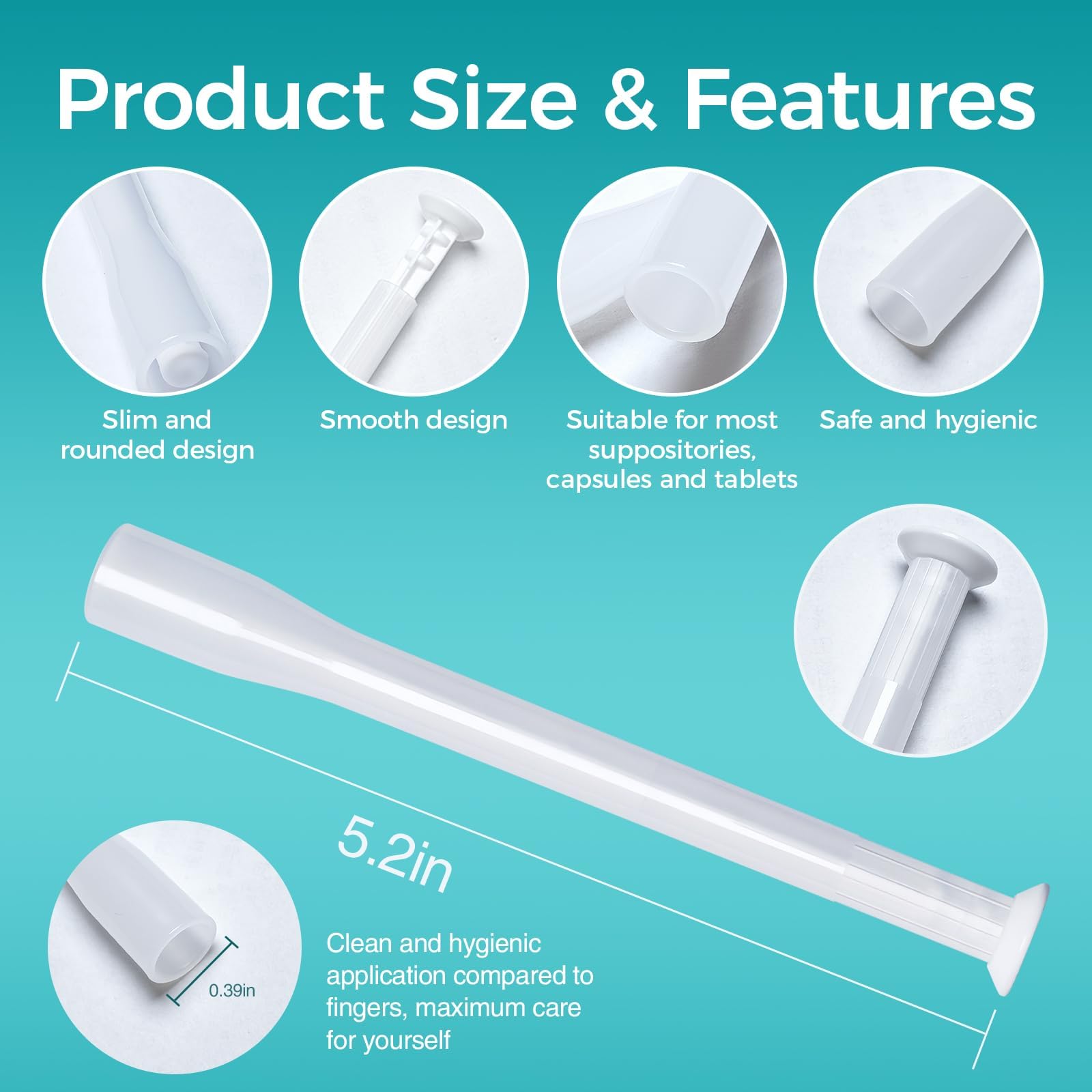 Dizzily 30 Pack Disposable Vaginal Suppository Applicators for Women, Individually Wrapped, Hygienic - Fits Most Boric Acid Suppositories, Pills, Tablet, Cap-sules and Feminine Care Applicator - Maple Wellness Supplements