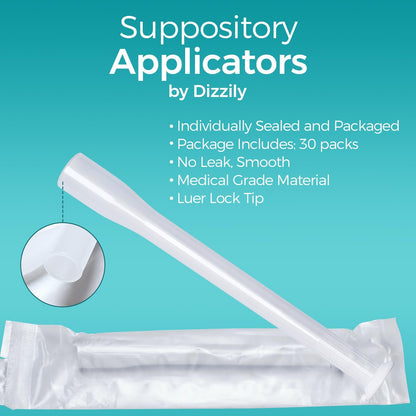 Dizzily 30 Pack Disposable Vaginal Suppository Applicators for Women, Individually Wrapped, Hygienic - Fits Most Boric Acid Suppositories, Pills, Tablet, Cap-sules and Feminine Care Applicator - Maple Wellness Supplements
