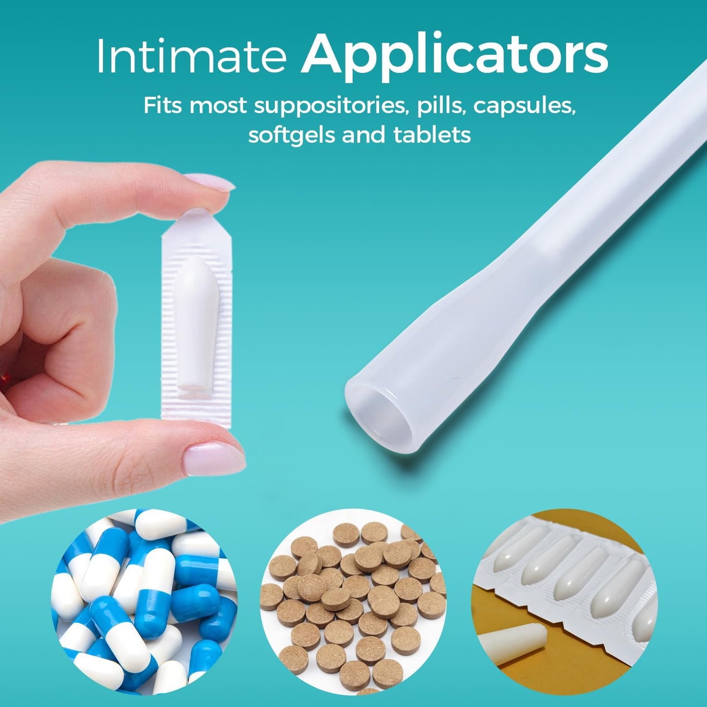 Dizzily 30 Pack Disposable Vaginal Suppository Applicators for Women, Individually Wrapped, Hygienic - Fits Most Boric Acid Suppositories, Pills, Tablet, Cap-sules and Feminine Care Applicator - Maple Wellness Supplements