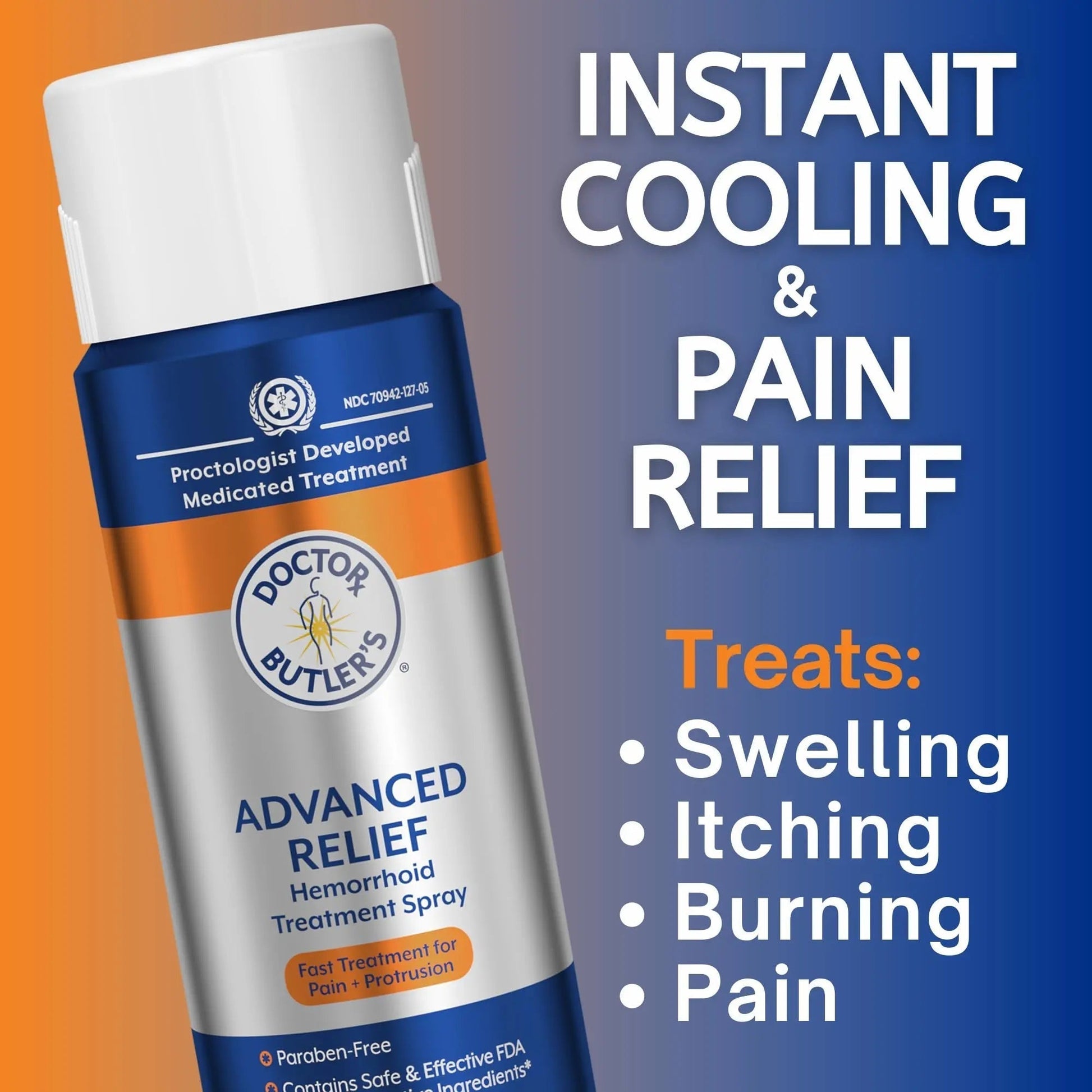 Doctor Butler's Advanced Relief Hemorrhoid Spray – Advanced Relief Hemorrhoid Treatment Spray with Witch Hazel to Help with Sensitive Skin, Itch Relief, and Swelling Relief* (5oz) - Maple Wellness Supplements