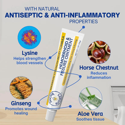 Doctor Butler’s Hemorrhoid & Fissure Ointment – Hemorrhoid Treatment and Hemorrhoid Cream with Lidocaine and Phenylephrine HCI for Fast Acting Relief of Pain, Swelling, Discomfort, and Itching (1 oz.) - Maple Wellness Supplements