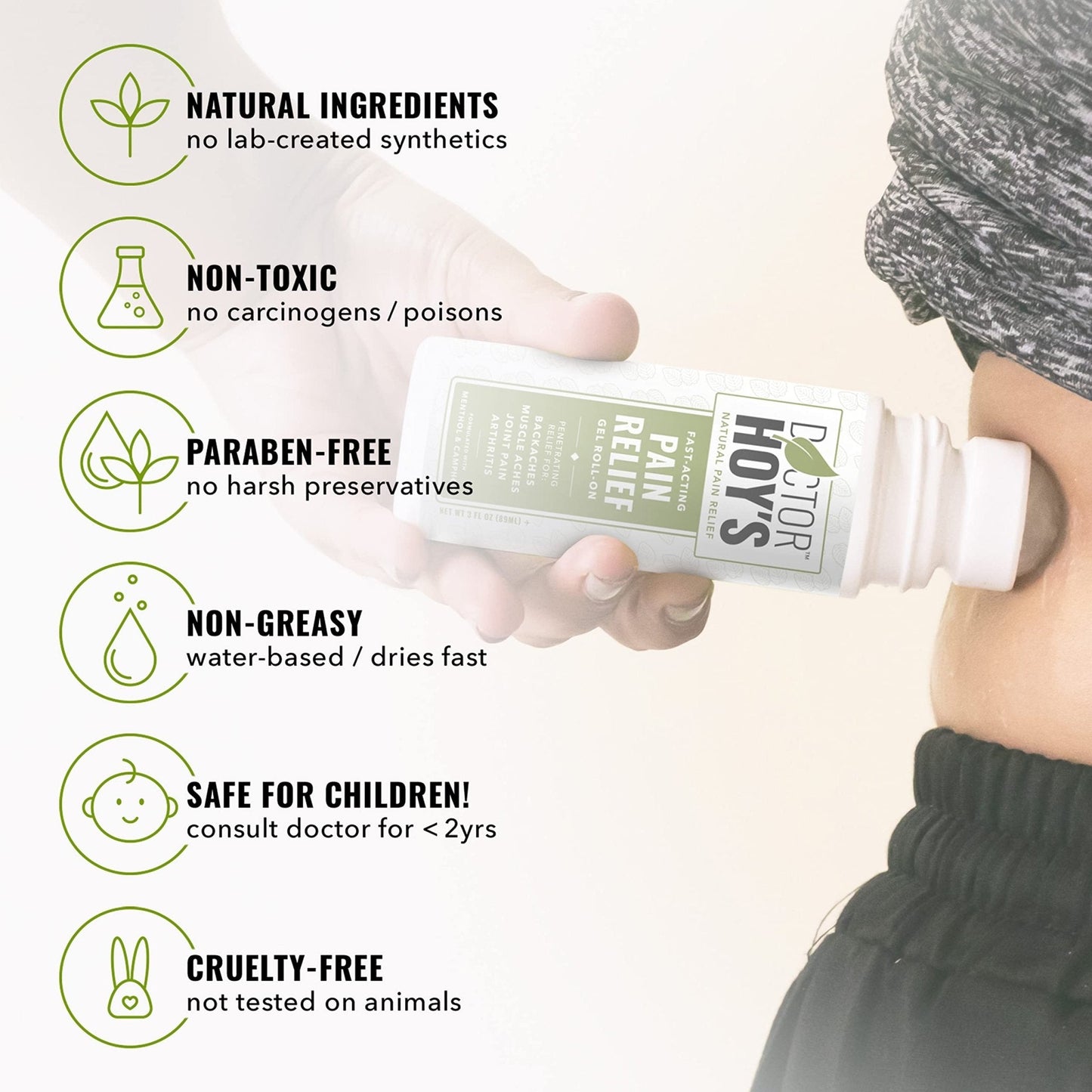 DOCTOR HOY'S Natural Pain Relief Gel, Water Based with Arnica, Anti-Inflammatory, Clean, Safe and Effective Natural Pain Relief, 3 oz. Roll-On, 3pk - Maple Wellness Supplements