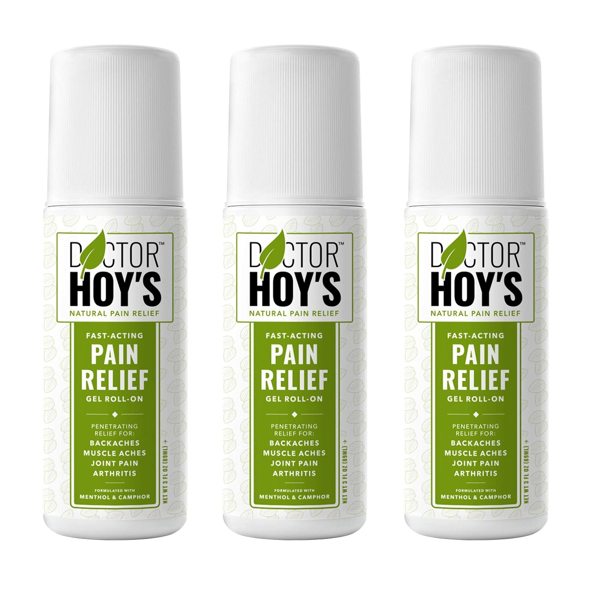 DOCTOR HOY'S Natural Pain Relief Gel, Water Based with Arnica, Anti-Inflammatory, Clean, Safe and Effective Natural Pain Relief, 3 oz. Roll-On, 3pk - Maple Wellness Supplements