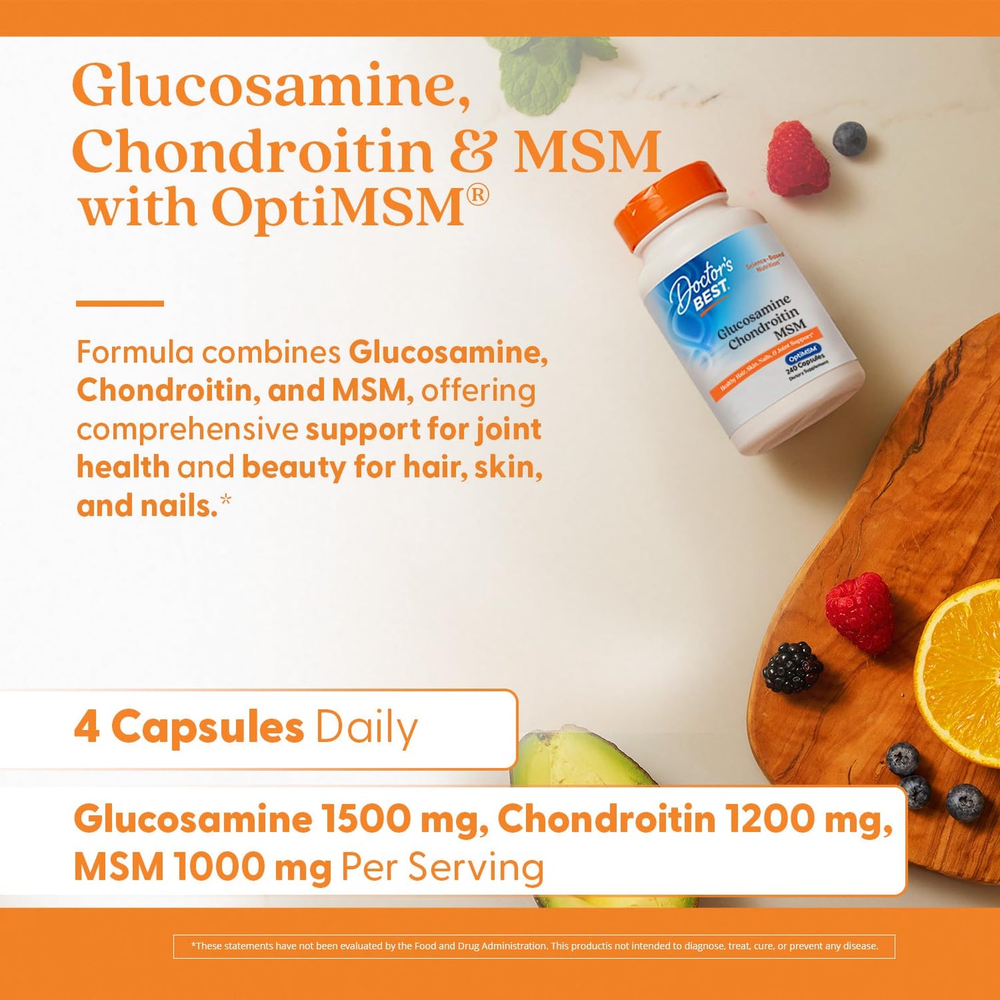 Doctor's BEST Glucosamine Chondroitin MSM - Joint Health Support Supplement for Women & Men, Nutritional Support for Joint Strength, Hair, Skin, & Nails - Maple Wellness Supplements