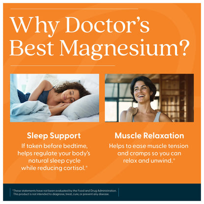 Doctor's Best High Absorption Magnesium Glycinate Lysinate Supplement for Sleep Support - Chelated Magnesium Tablets for Women & Men, 200mg per Serving - Maple Wellness Supplements