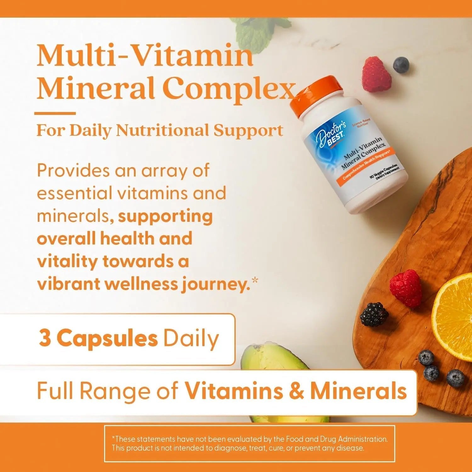 Doctors Best Multi-Vitamin Mineral Complex, Comprehensive Health Support, Non-GMO, Gluten Free, Vegan 90 Veggie Capsules - Maple Wellness Supplements