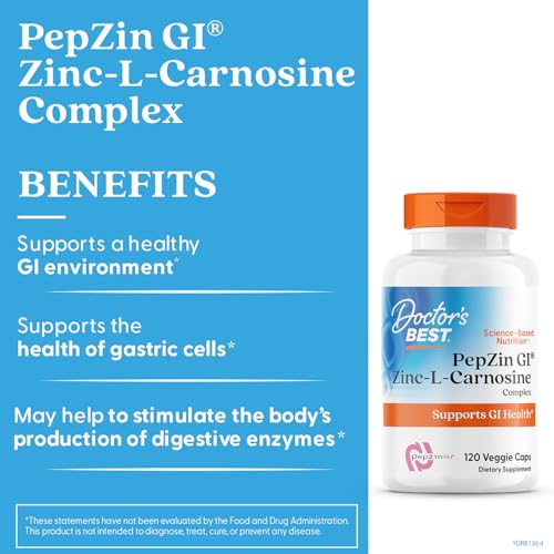 Doctor's Best PepZin GI, Zinc-L-Carnosine Complex for Men & Women - Zinc Carnosine Supplement Caps for Gut Health, Digestive Support, & Stomach Comfort - Maple Wellness Supplements