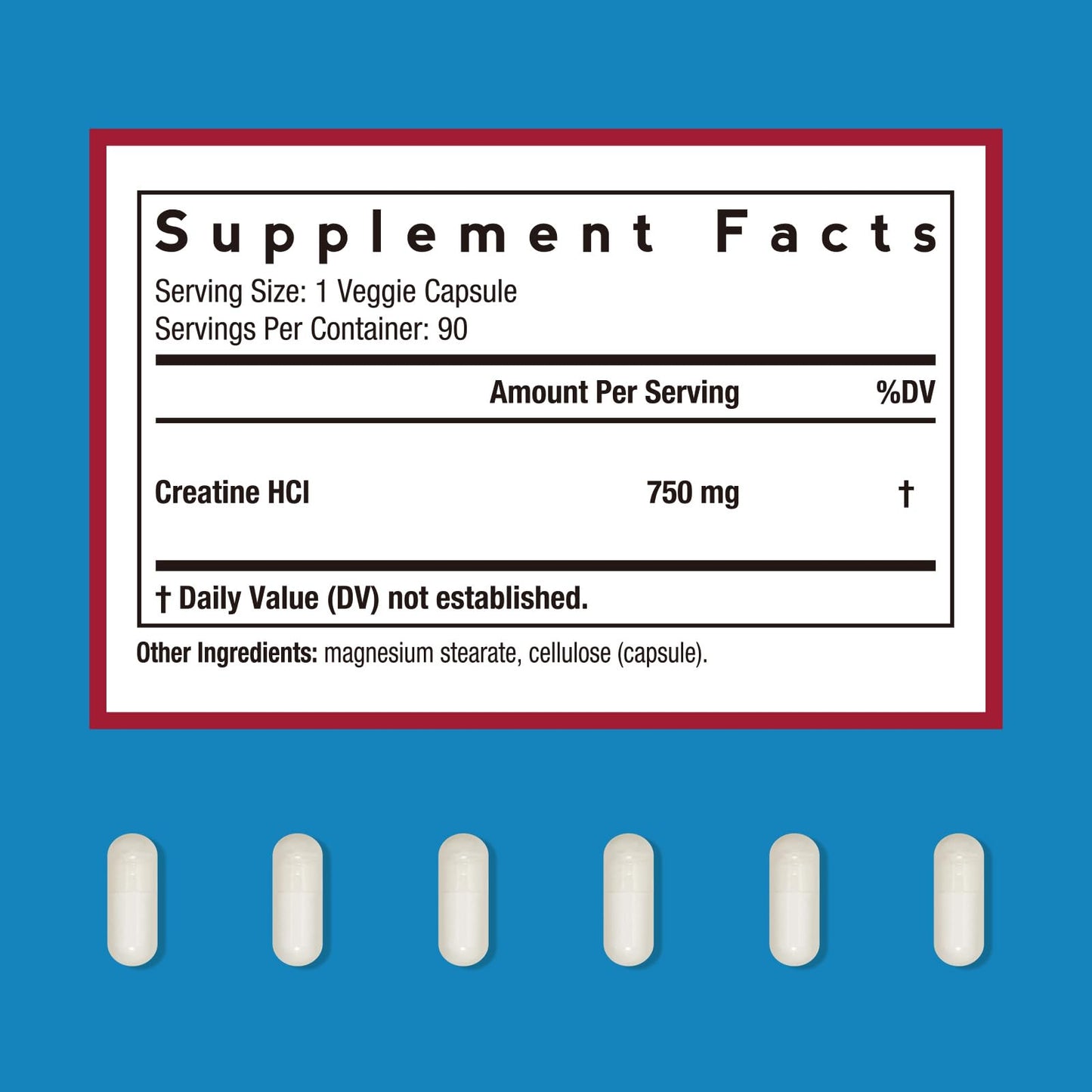 Doctor's Recipes Creatine HCl Capsules, 750 mg, Creatine Hydrochloride for Women & Men, Strength & Recovery, Brain Health, Fast Absorbing, Vegan, 90 Capsules - Maple Wellness Supplements