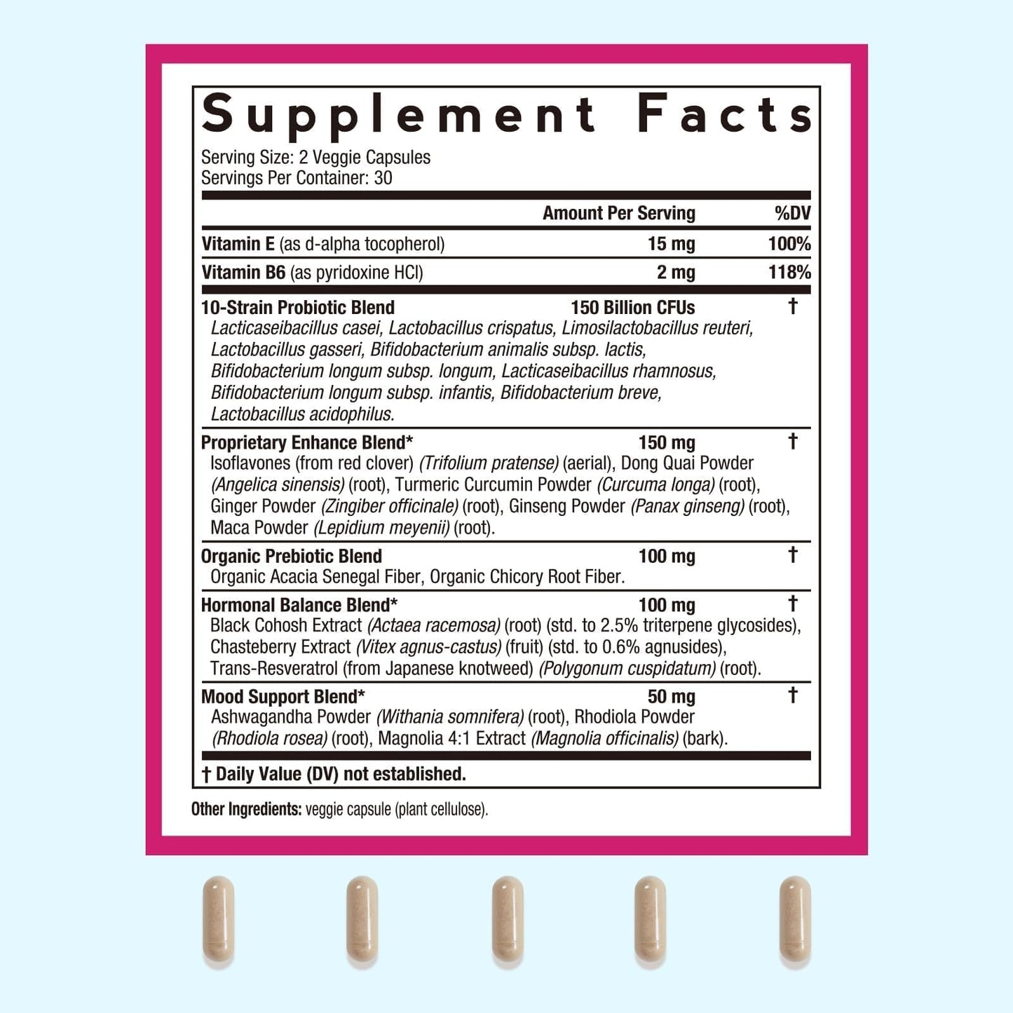 Doctor's Recipes Menopause Probiotic Supplements for Women, Black Cohosh for Menopause Hot Flashes, Probiotics with Ashwagandha, Dong Quai, Supports Energy, 60 Capsules - Maple Wellness Supplements