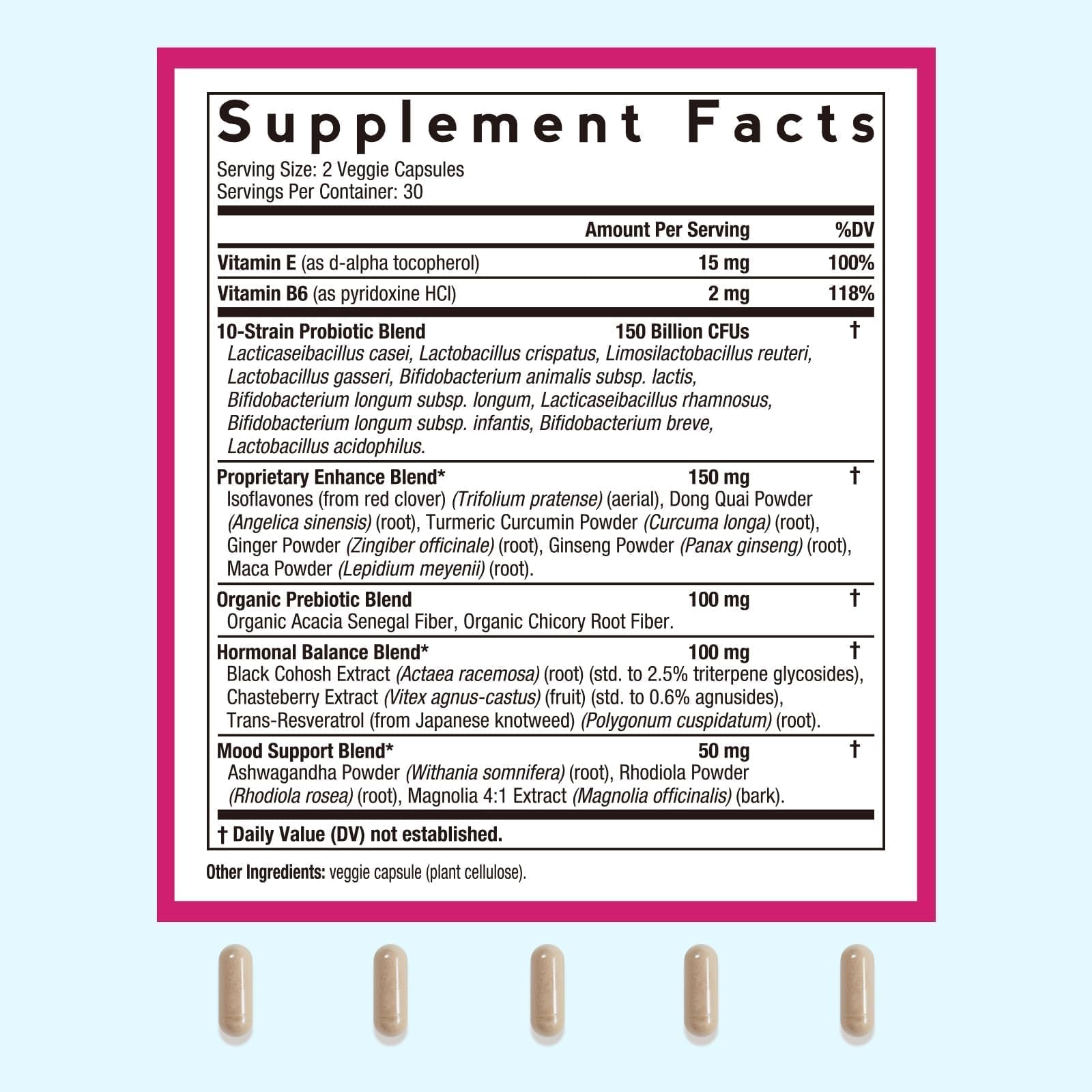 Doctor's Recipes Menopause Probiotic Supplements for Women, Black Cohosh for Menopause Hot Flashes, Probiotics with Ashwagandha, Dong Quai, Supports Energy, 60 Capsules - Maple Wellness Supplements