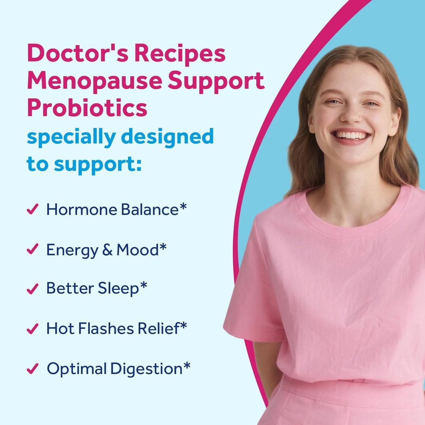 Doctor's Recipes Menopause Probiotic Supplements for Women, Black Cohosh for Menopause Hot Flashes, Probiotics with Ashwagandha, Dong Quai, Supports Energy, 60 Capsules - Maple Wellness Supplements
