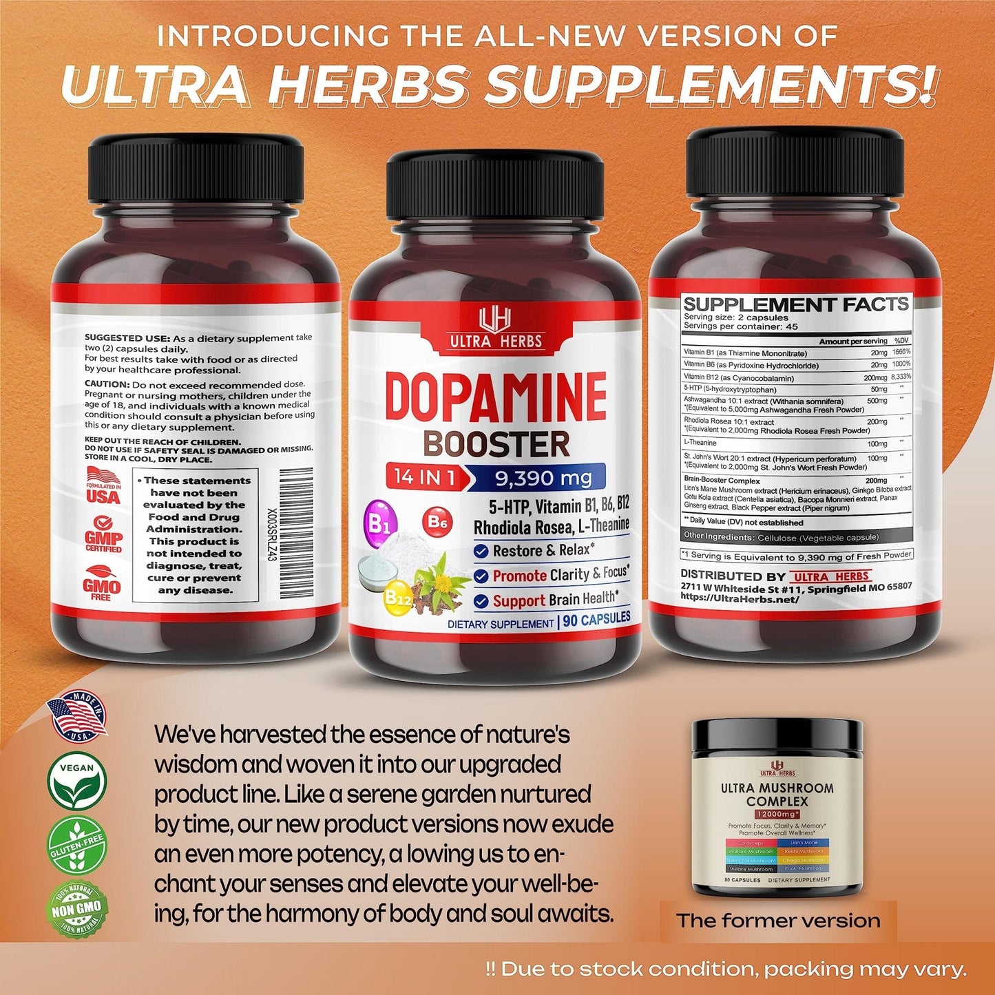Dopamine Focus Supplement Ashwagandha 5000mg 5-HTP 50mg Rhodiola Rosea 2000mg - Maple Wellness Supplements