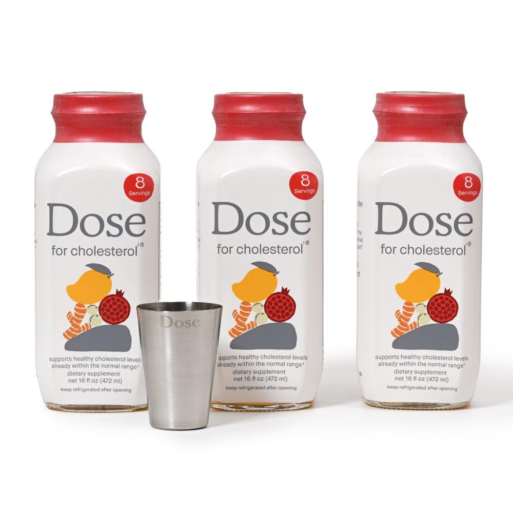 DOSE for Cholesterol Supplements Maintain Healthy Cholesterol Levels and Supports Cardiovascular Health Gluten-Free Vegan Zero Sugar, 16oz Bottle, 3 Pack (3 Week Supply) - Maple Wellness Supplements