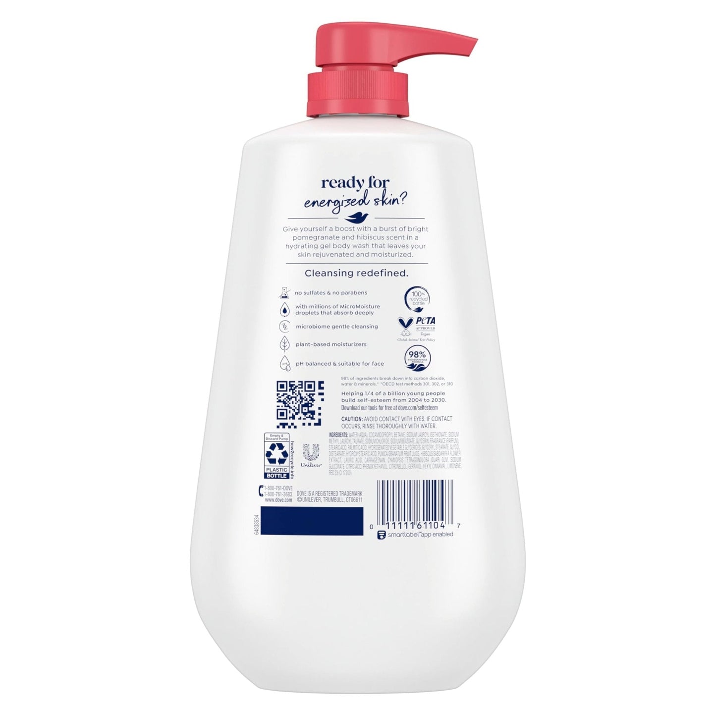 Dove Body Wash with Pump Rejuvenate Pomegranate & Hibiscus for 24hr Lotion-Soft Skin Moisturizing Skin Cleanser - Maple Wellness Supplements