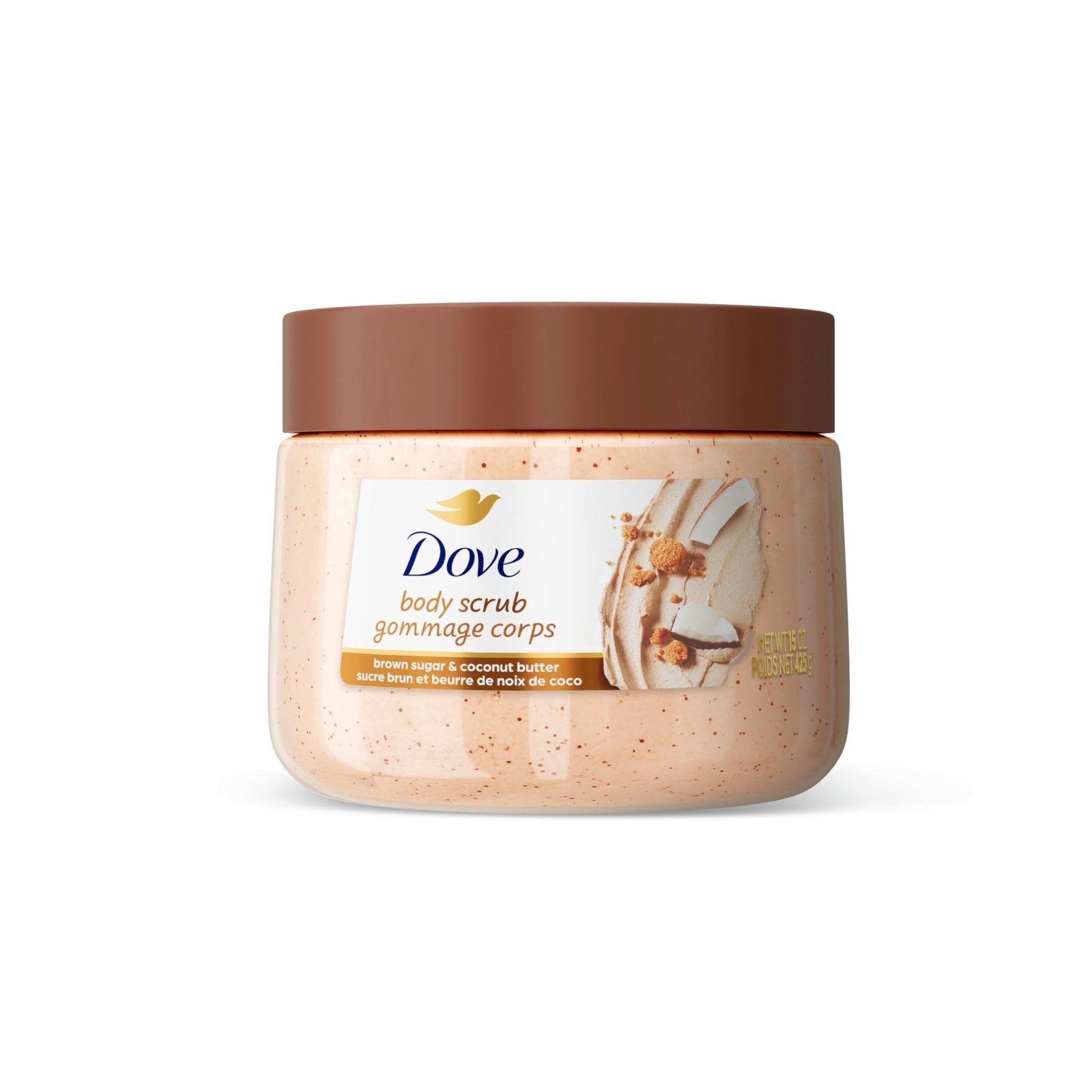 Dove Brown Sugar and Coconut Butter Body Scrub Exfoliates and Deeply Nourishes for Smooth, Radiant Skin 15 oz - Maple Wellness Supplements