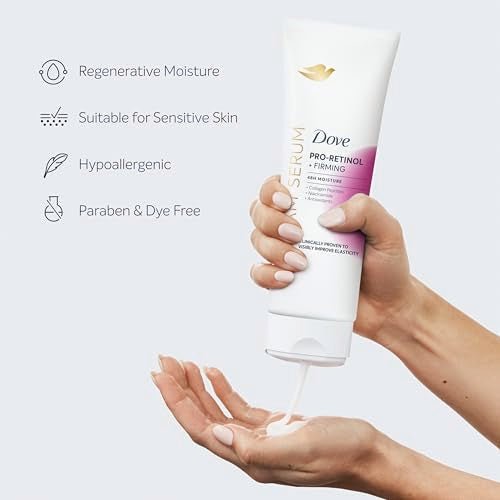 Dove Cream Serum Pro-Retinol + Firming for Elasticity and Firmness, with Collagen Peptides, Niacinamide and Antioxidants Lotion, 8 oz - Maple Wellness Supplements