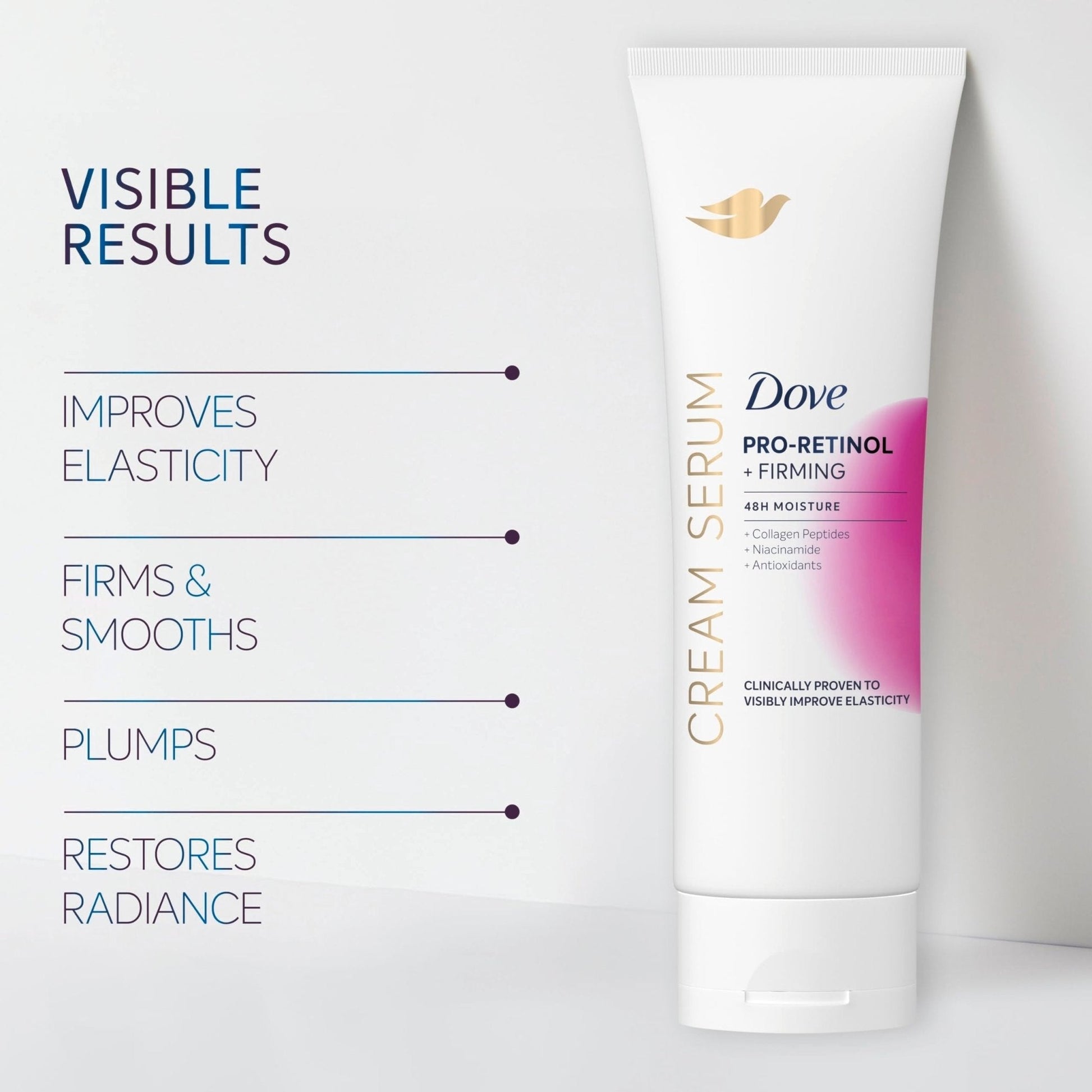 Dove Cream Serum Pro-Retinol + Firming for Elasticity and Firmness, with Collagen Peptides, Niacinamide and Antioxidants Lotion, 8 oz - Maple Wellness Supplements