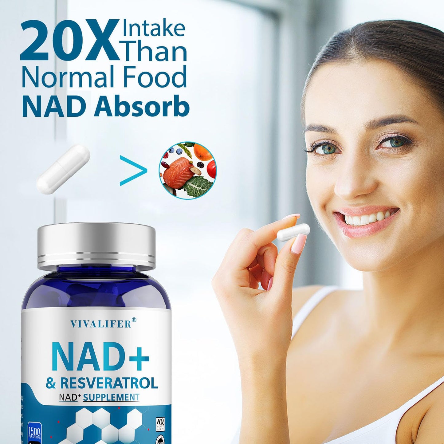 DQQI NMN Supplement Alternative 1500 mg - 120 Capsules (40 Day Supply) High Purity NAD+ & Resveratrol for Anti-Aging, Antioxidant Support, Energy & Focus Boost - Maple Wellness Supplements
