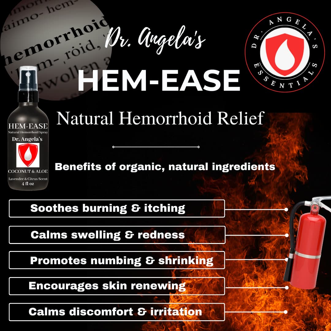 Dr. Angela's Hemorrhoid Treatment Spray | Organic Aloe Vera, Witch Hazel & Essential Oils Turmeric & Tea Tree | Natural Itching & Burning Relief Cream - Maple Wellness Supplements