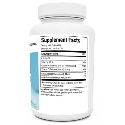 Dr. Berg Cod Liver Oil Capsules - New Formula Without OxBile - Rich in Omega-3 Fatty - Maple Wellness Supplements
