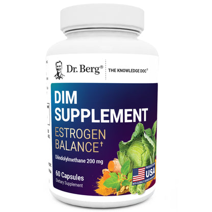 Dr. Berg DIM Supplement Estrogen Balance - Original Estrogen Supplement for Women with Diindolylmethane for Menstrual Symptoms & Menopause Relief & Black Pepper for Enhanced Absorption - 60 Capsules - Maple Wellness Supplements