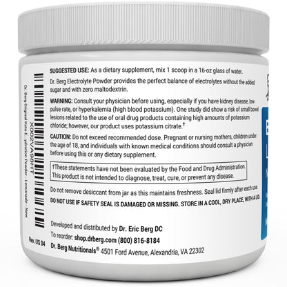 Dr. Berg Hydration Keto Electrolyte Powder - Enhanced w/ 1,000mg of Potassium & Real - Maple Wellness Supplements