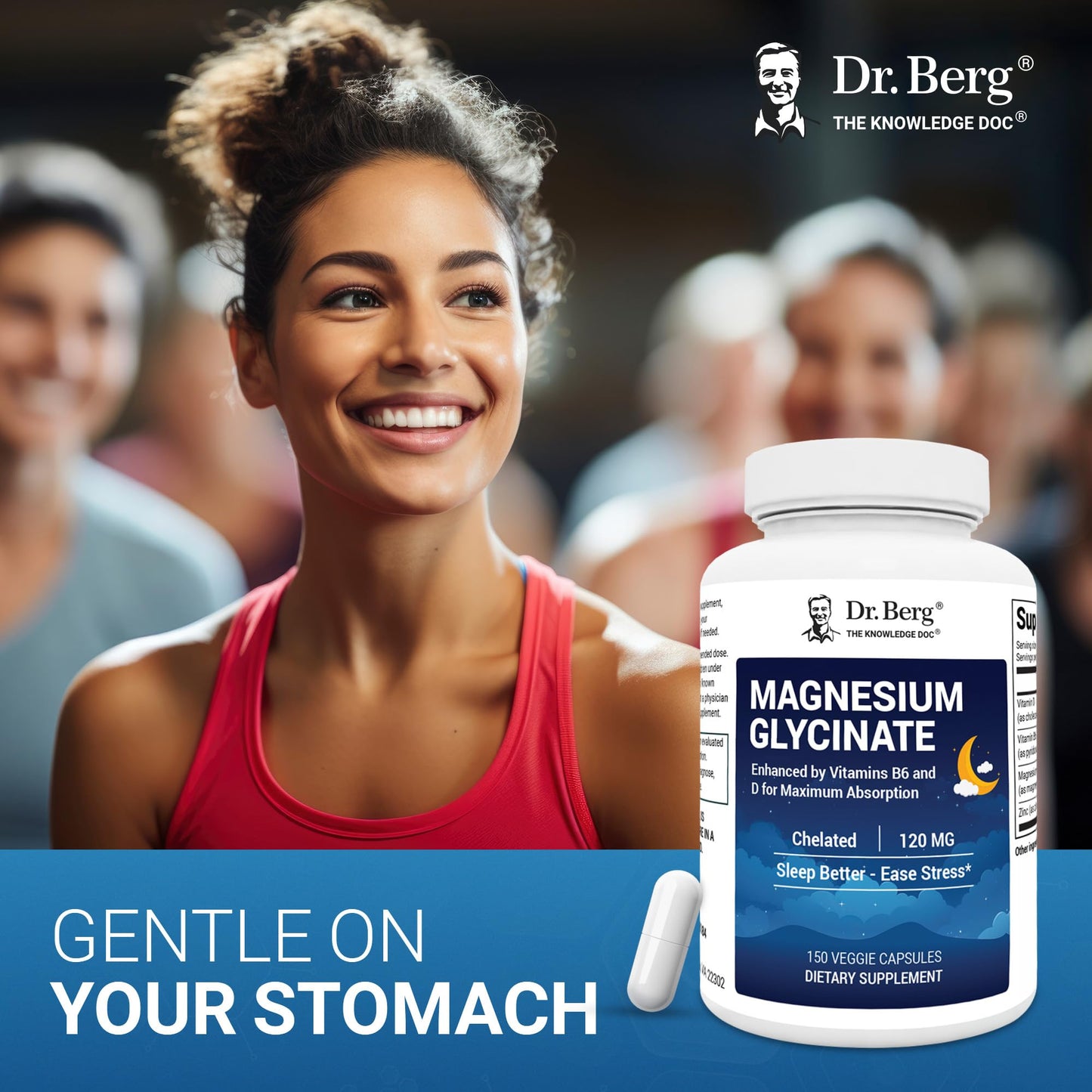 Dr. Berg Magnesium Glycinate 150ct – 4-in-1 Chelated for Muscle, Nerve, Sleep & Stress Support*– w/ D3, B6 & Zinc – 4X Lab-Tested - Maple Wellness Supplements