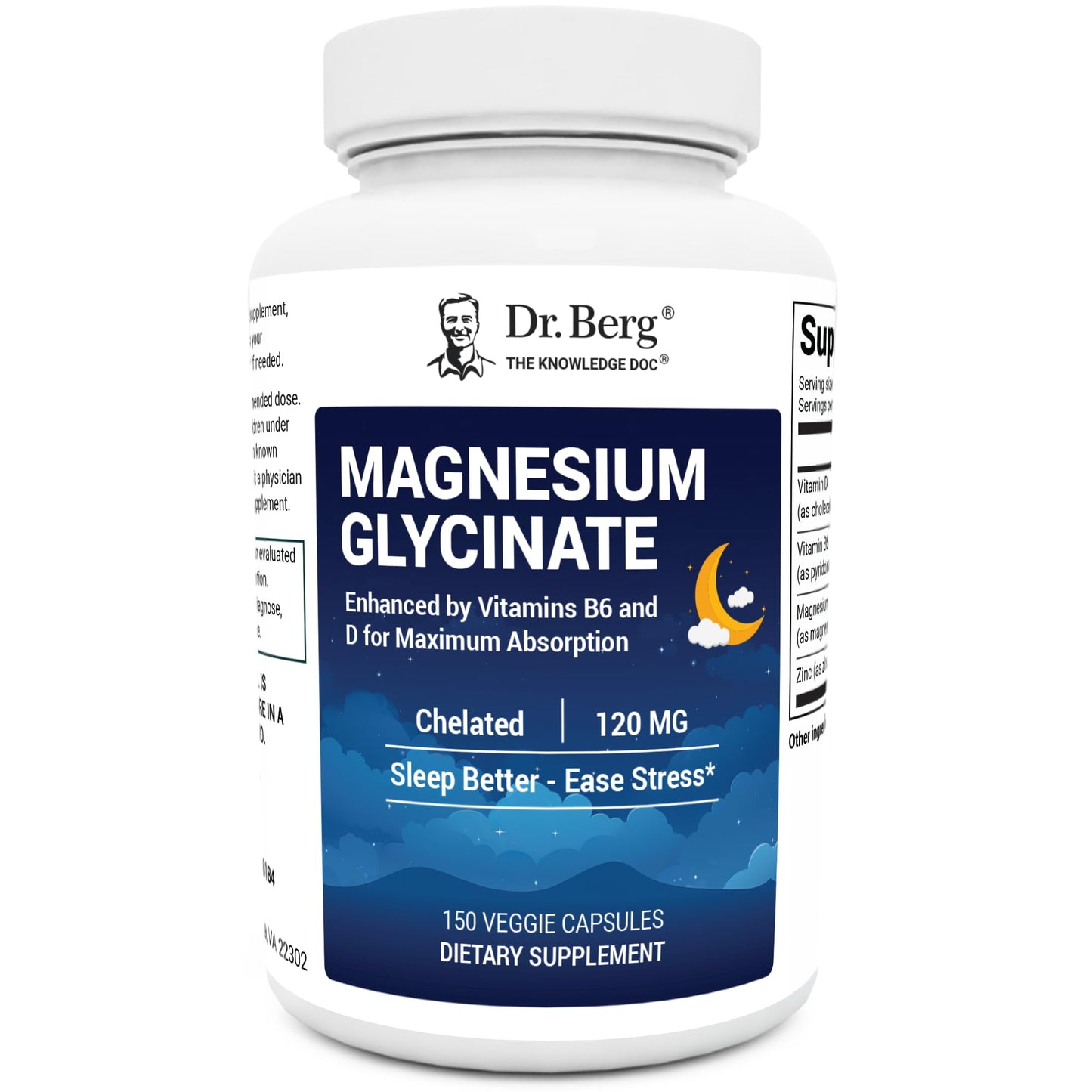 Dr. Berg Magnesium Glycinate 150ct – 4-in-1 Chelated for Muscle, Nerve, Sleep & Stress Support*– w/ D3, B6 & Zinc – 4X Lab-Tested – No Fillers – Formulated in USA, GMP-Certified - Maple Wellness Supplements