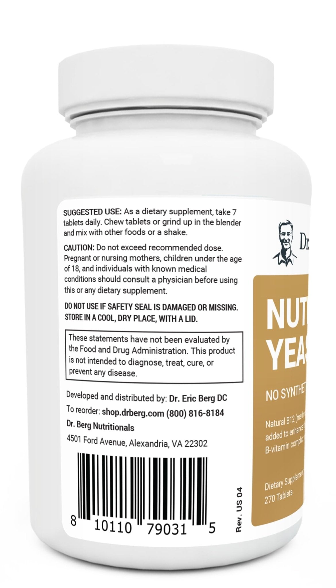 Dr. Berg Nutritional Yeast Tablets – Natural B12 Added - All 8 B Vitamin Complex – Organic - Maple Wellness Supplements