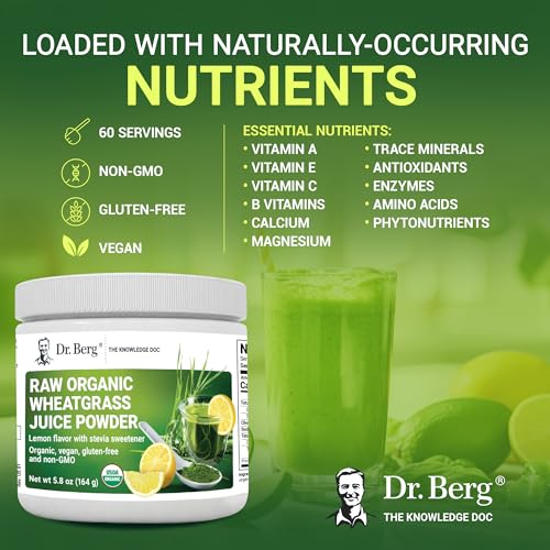Dr. Berg USDA Certified Organic Green Powder Superfood (60 Servings) - Made with Raw - Maple Wellness Supplements