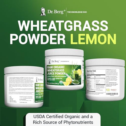 Dr. Berg USDA Certified Organic Green Powder Superfood (60 Servings) - Made with Raw - Maple Wellness Supplements