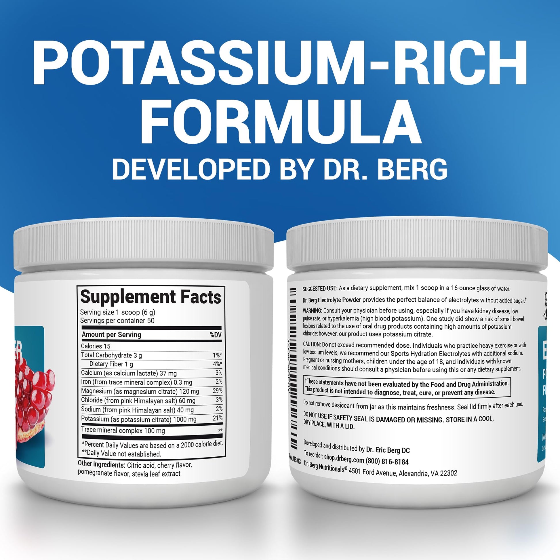 Dr. Berg Zero Sugar Hydration Keto Electrolyte Powder - Enhanced w/ 1000 mg of Potassium & Real Pink Himalayan Salt (NOT Table Salt) - Maple Wellness Supplements