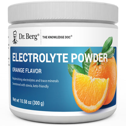 Dr. Berg Zero Sugar Hydration Keto Electrolyte Powder - Enhanced w/ 1000 mg of Potassium & Real Pink Himalayan Salt (NOT Table Salt) - Orange Flavor Hydration Drink Mix Supplement - 50 Servings - Maple Wellness Supplements