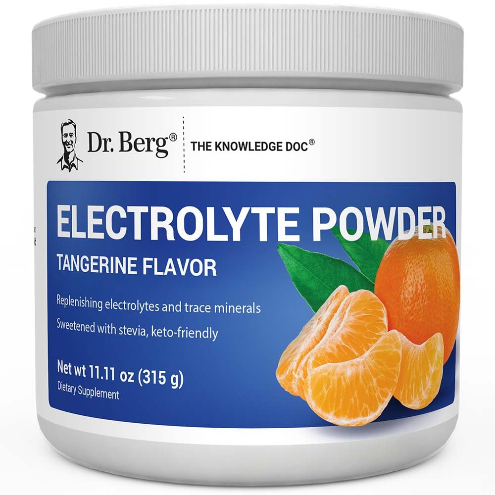 Dr. Berg Zero Sugar Hydration Keto Electrolyte Powder - Enhanced w/ 1000 mg of Potassium & Real Pink Himalayan Salt (NOT Table Salt) - Tangerine Flavor Hydration Drink Mix Supplement - 50 Servings - Maple Wellness Supplements