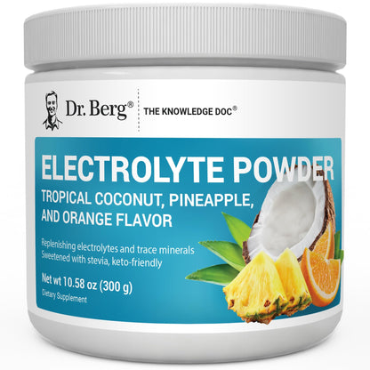 Dr. Berg Zero Sugar Hydration Keto Electrolyte Powder - Enhanced w/ 1000 mg of Potassium & Real Pink Himalayan Salt (NOT Table Salt) - Tropical Coconut - Maple Wellness Supplements