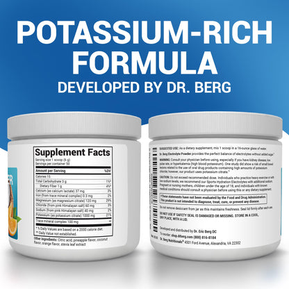 Dr. Berg Zero Sugar Hydration Keto Electrolyte Powder - Enhanced w/ 1000 mg of Potassium & Real Pink Himalayan Salt (NOT Table Salt) - Tropical Coconut - Maple Wellness Supplements