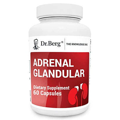 Dr. Berg's Adrenal Glandular - Cortisol Manager, More Energy, Focus, Stress and Immunity - Maple Wellness Supplements