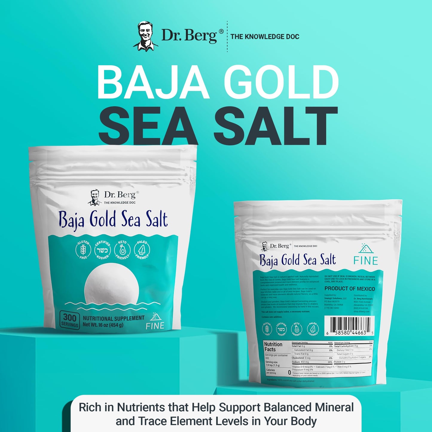 Dr. Berg's Baja Gold Sea Salt Organic - Natures Fine Sea Salt Support For Hydration - Maple Wellness Supplements