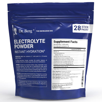Dr. Berg's Electrolytes Powder Packets - Travel Size Hydration Electrolyte Drink Mix - Maple Wellness Supplements