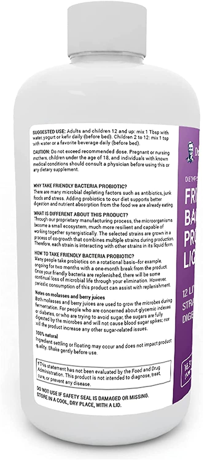 Dr. Berg's Friendly Probiotic Liquid Supplement Drink Mix w/ 12 Live Probiotics Strains - Maple Wellness Supplements
