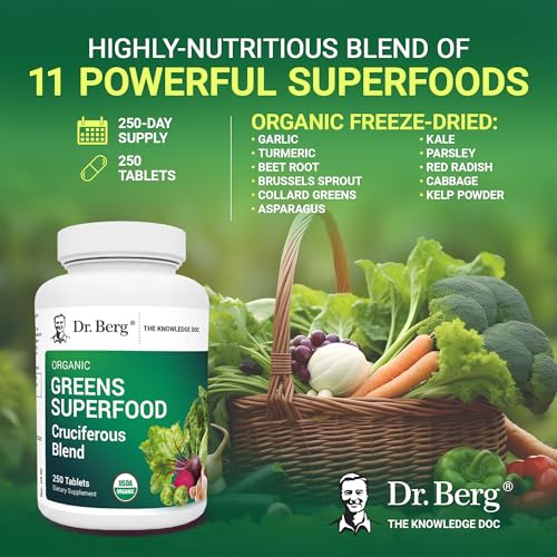 Dr. Berg's Greens Superfood Cruciferous Vegetable Tablets - Vegetable Supplements - Maple Wellness Supplements