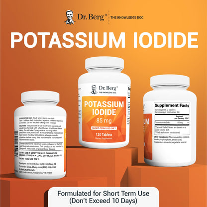 Dr. Berg's Incredible Potassium Iodide Tablets - Now 120 Tablets with a Smaller Easy - Maple Wellness Supplements